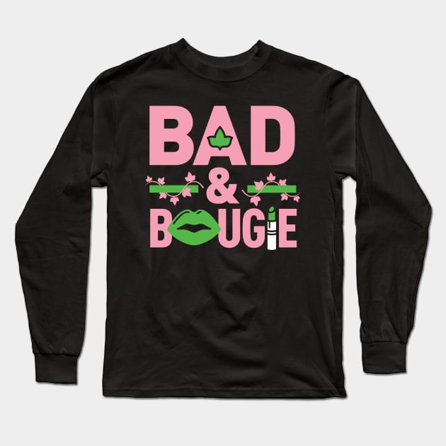 Bad and Bougie 1908 AKA Pretty Girls Ivy Pearls Pink Green Phirst Pham Long Sleeve T-Shirt by motherlandafricablackhistorymonth